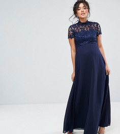 Платье 2 в 1 с кружевным топом и воротником-стойкой Chi Chi London Maternity - Темно-синий
