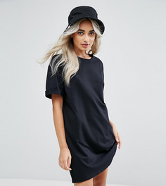 Платье-футболка с отворотами на рукавах ASOS PETITE Ultimate - Черный