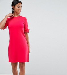 Платье-футболка из ткани понте с кружевными оборками на рукавах ASOS PETITE - Розовый