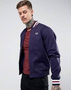 Темно-синий университетский бомбер с контрастной отделкой Fred Perry REISSUES - Темно-синий