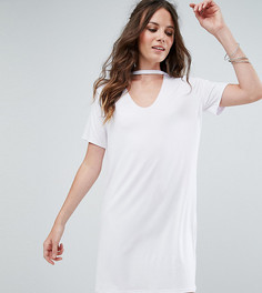 Свободное платье-футболка с чокером Glamorous Tall - Белый