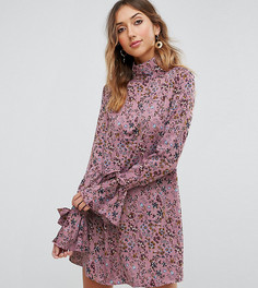 Платье-трапеция с воротником-стойкой и завязками на манжетах Glamorous Tall - Фиолетовый