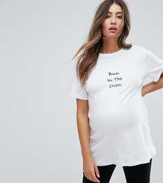 Футболка бойфренда с вышивкой Bun In The Oven Adolescent Clothing Maternity - Белый