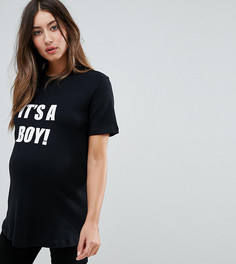 Футболка бойфренда с принтом Its A Boy Adolescent Clothing Maternity - Синий