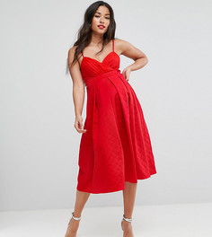 Стеганое платье миди для выпускного с присборенным лифом ASOS Maternity - Красный