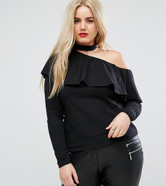 Топ с оборками ASOS CURVE - Черный