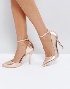 Золотисто-розовые туфли-лодочки с ремешком вокруг щиколотки Glamorous - Золотой