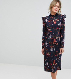Платье с длинными рукавами, оборками и цветочным принтом Hope & Ivy - Мульти