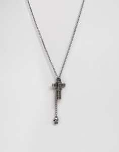 Ожерелье с черепом и крестиком Seven London - Серебряный