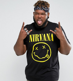 Длинная футболка с принтом Nirvana ASOS PLUS - Черный