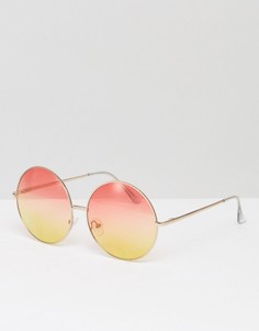 Круглые солнцезащитные очки с розово-желтыми стеклами Skinnydip - Мульти