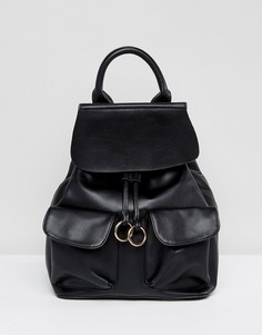 Рюкзак с клапаном и кольцами Glamorous - Черный
