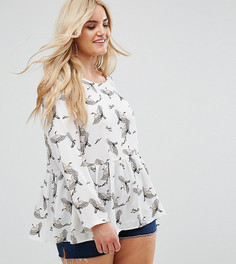 Свободный топ с длинным рукавом и принтом Alice & You - Белый