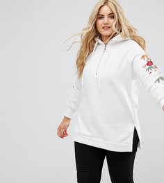Свободный худи с молнией и цветочной вышивкой Alice & You - Белый