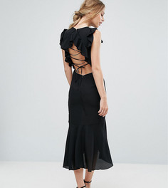 Платье миди со шнуровкой на спине и оборками Hope & Ivy - Черный