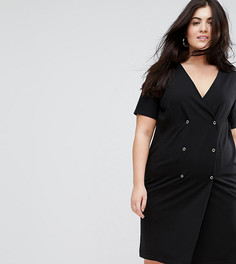 Платье с кнопками и складкой на спине ASOS CURVE - Черный