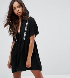 Свободное платье с капюшоном и принтом Love Missguided Petite - Черный