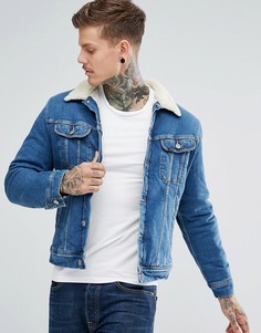 Выбеленная джинсовая куртка с искусственным мехом Lee - Синий