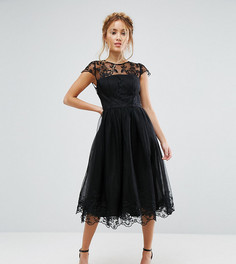 Платье миди для выпускного из премиум-кружева Chi Chi London Petite - Черный
