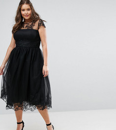 Платье миди для выпускного с отделкой Chi Chi London Plus Premium - Черный