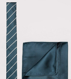 Зеленые галстук в полоску и платок для нагрудного кармана New Look - Зеленый