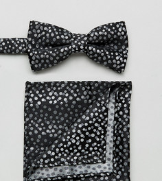 Черные галстук-бабочка и платок для нагрудного кармана в горошек New Look - Черный