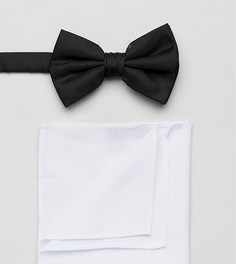 Черный галстук-бабочка и белый платок-паше в наборе New Look - Черный