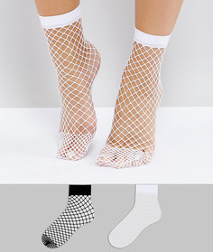 Набор из 2 пар носков в сеточку черного и белого цвета ASOS - Мульти