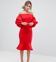 Облегающее платье с рукавами-баллон True Violet - Красный