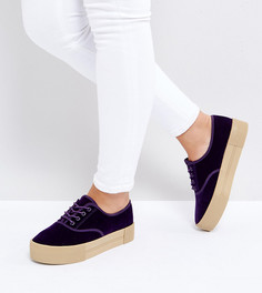 Бархатные кроссовки на платформе эксклюзивно для Monki - Фиолетовый