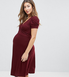 Платье с пышными рукавами New Look Maternity - Фиолетовый
