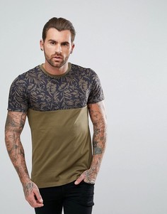Футболка цвета хаки с принтом New Look - Зеленый