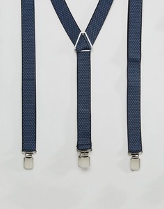 Темно-синие подтяжки с узором в ромбик New Look - Темно-синий