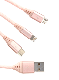 Аксессуар Ainy 5/5С/5S/6/6 Plus/iPad Mini/Air + Micro USB + Type-C Pink FA-092D