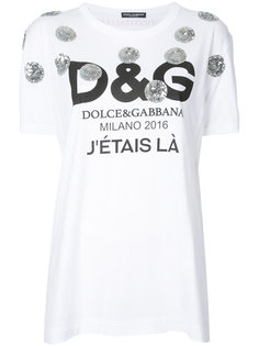 футболка с вышивкой пайетками Dolce & Gabbana