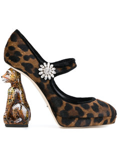 леопардовые туфли на контрастном каблуке Dolce & Gabbana