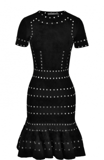 Приталенное платье с металлизированной отделкой Alexander McQueen