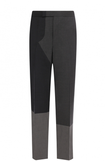 Шерстяные брюки прямого кроя с контрастной отделкой Thom Browne
