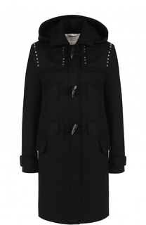 Шерстяное пальто-дафлкот с капюшоном Valentino