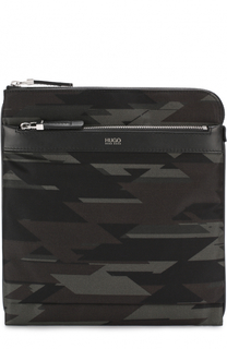 Текстильная сумка-планшет с кожаной отделкой HUGO