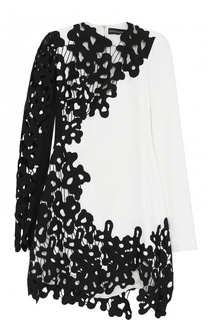 Мини-платье с контрастной кружевной отделкой David Koma