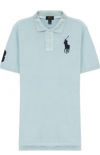 Хлопковое поло с логотипом бренда и нашивкой Polo Ralph Lauren