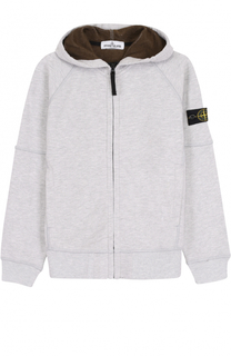 Спортивный хлопковый кардиган на молнии с капюшоном Stone Island