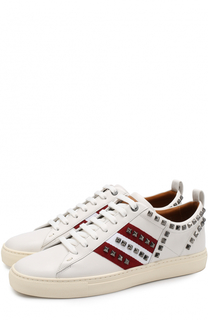 Кожаные кеды на шнуровке с декоративной отделкой Bally
