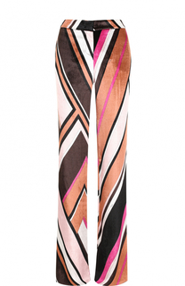 Бархатные расклешенные брюки с ярким принтом Emilio Pucci