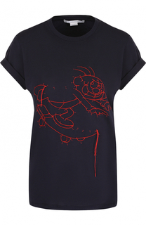 Хлопковая футболка с контрастной отделкой Stella McCartney