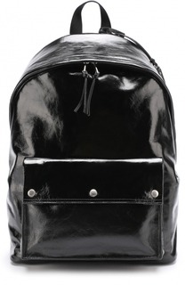 Кожаный рюкзак с внешним карманом на кнопках Saint Laurent