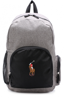 Текстильный рюкзак с внешними карманами и логотипом бренда Polo Ralph Lauren