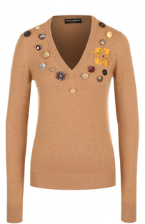 Кашемировый пуловер с V-образным вырезом Dolce &amp; Gabbana