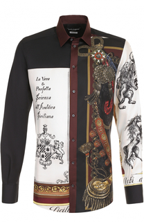 Сорочка из смеси шелка и хлопка с принтом Dolce &amp; Gabbana